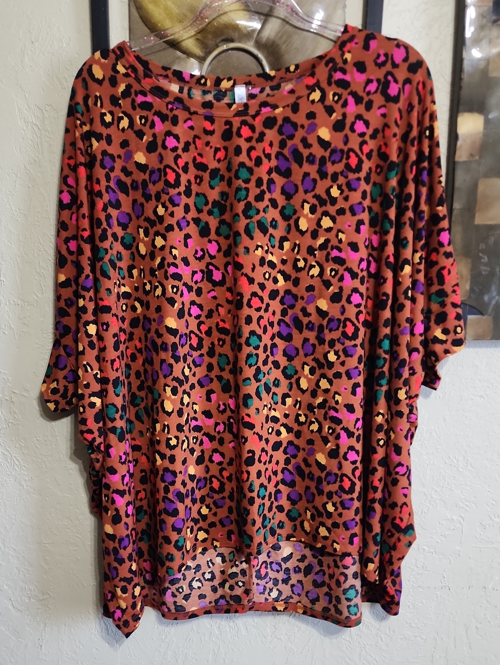 Women's Rust Multicolor Leopard-Print Tunic